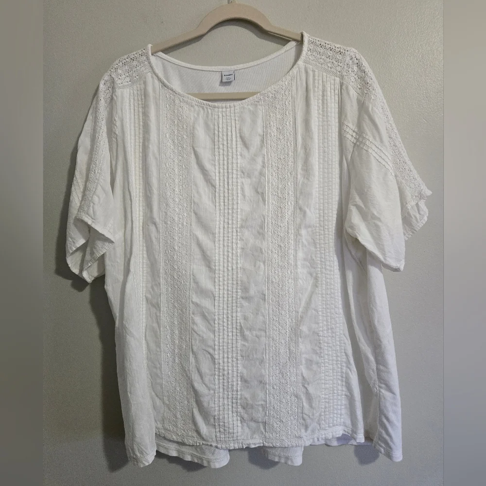 Old Navy White Lace-Front XXL Blouse - Picture 1 of 6